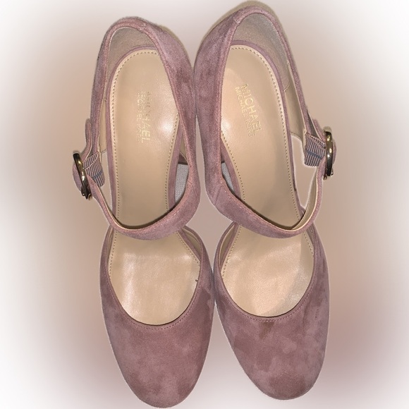 Michael Kors Alana Mauve Blush Pink Mary Jane Block Chunky Heel Pumps Shoes 8.5M - Picture 8 of 13